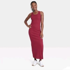 Rib-Knit Maxi Bodycon Dress Maroon Size Small by Universal Thread - New With Tag